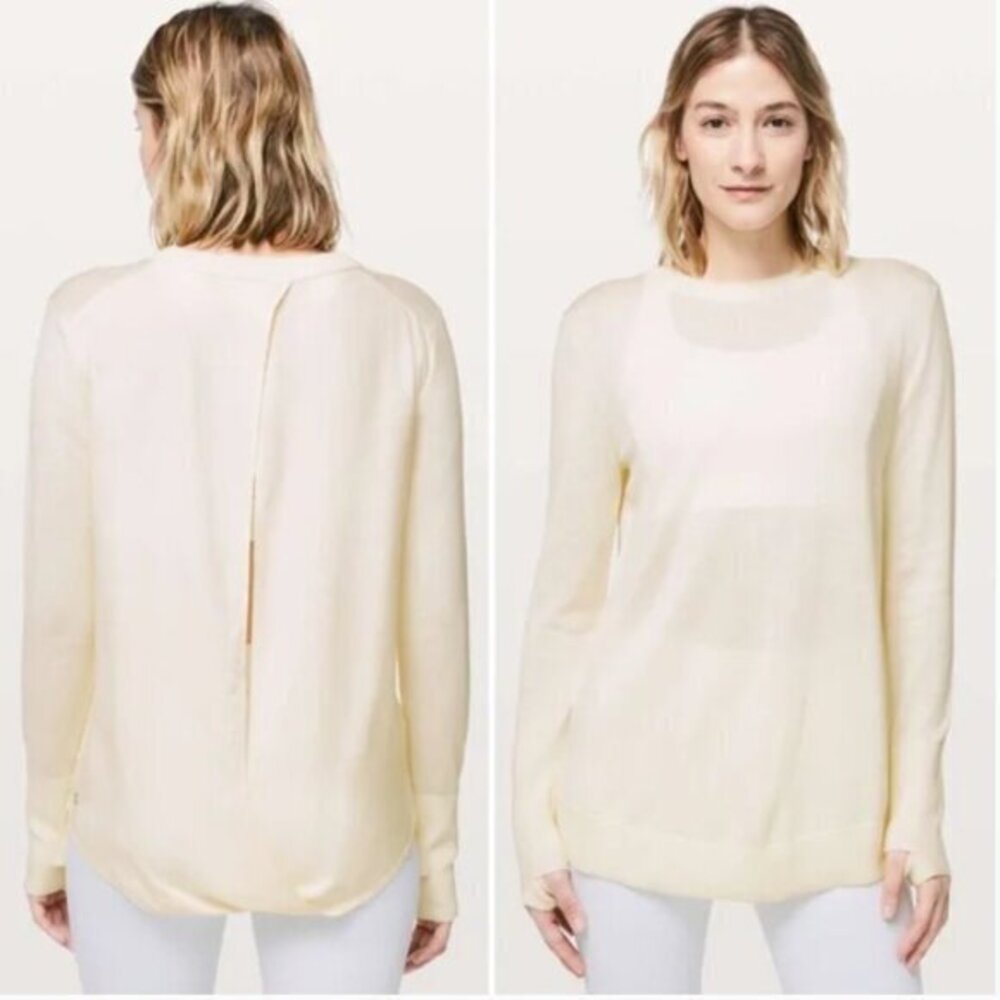 LULULEMON Still At Ease Ivory Pullover Angel Wings Back Size 6